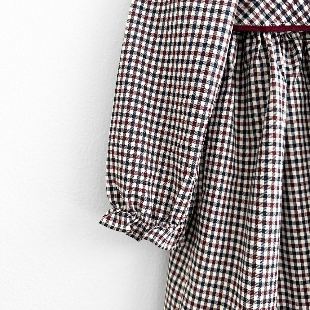 NWT Pretty Girls Long Sleeve Dress Fall Boutique Gingham Burgundy & Navy Blue 4T - Picture 6 of 6